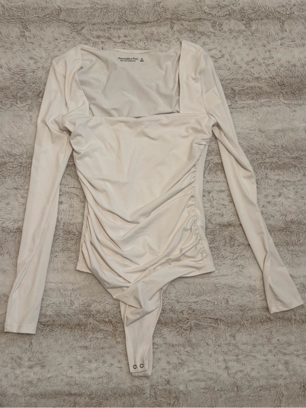 Abercrombie Cream Long-Sleeve Square Neck Bodysuit